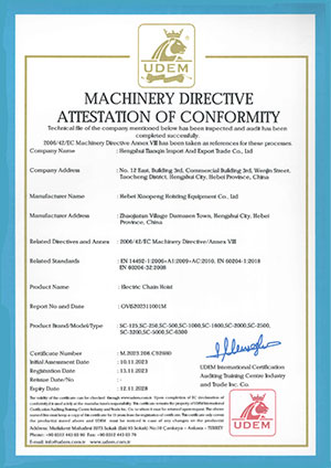 SC chain hoist-Certificate